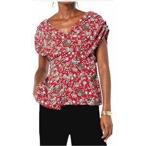 Making the Cut Season 3 Episode 5 Crepe Crossover Blouse Floral Sz Med